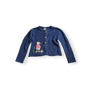 Frugi organic puffin blue knit cardigan